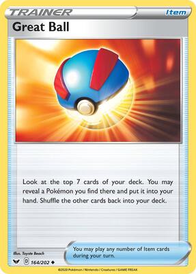Preview image for the Great Ball single card for the collectable card game Pokemon.