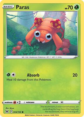 Preview image for the Paras single card for the collectable card game Pokemon.