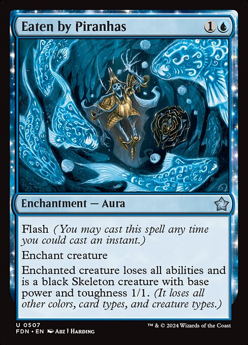 Preview image for the Eaten by Piranhas single card for the collectable card game Magic: The Gathering.
