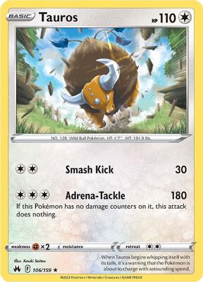 Preview image for the Tauros single card for the collectable card game Pokemon.