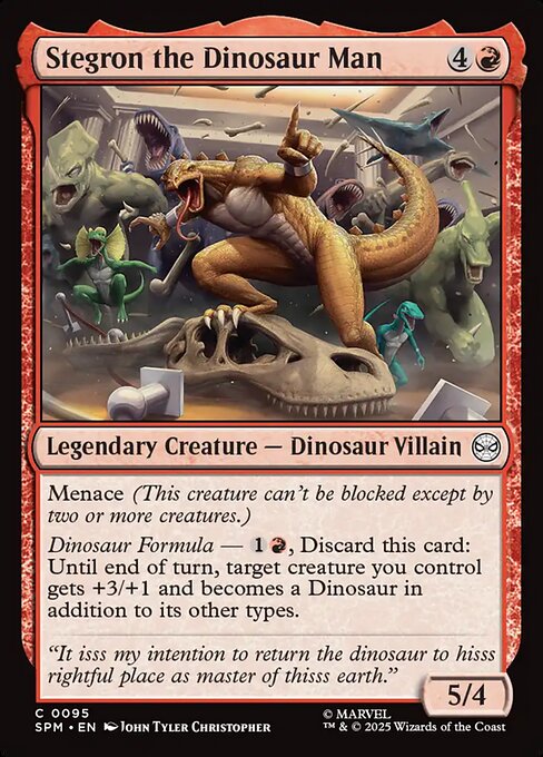 Preview image for the Stegron the Dinosaur Man single card for the collectable card game Magic: The Gathering.