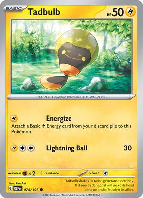 Preview image for the Tadbulb 074/197 single card for the collectable card game Pokemon.