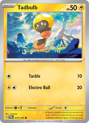 Preview image for the Tadbulb single card for the collectable card game Pokemon.