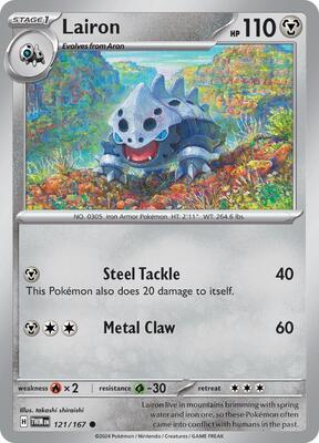 Preview image for the Lairon - 121/167 single card for the collectable card game Pokemon.