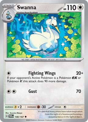 Preview image for the Swanna single card for the collectable card game Pokemon.