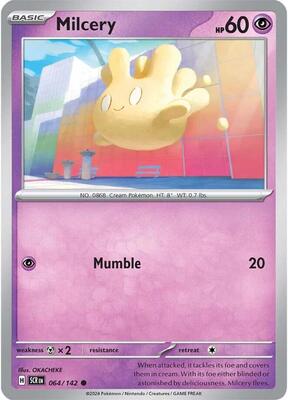 Preview image for the Milcery - 064/142 single card for the collectable card game Pokemon.