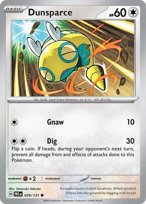 Preview image for the Dunsparce single card for the collectable card game Pokemon.