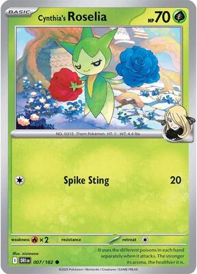 Preview image for the Cynthia's Roselia single card for the collectable card game Pokemon.