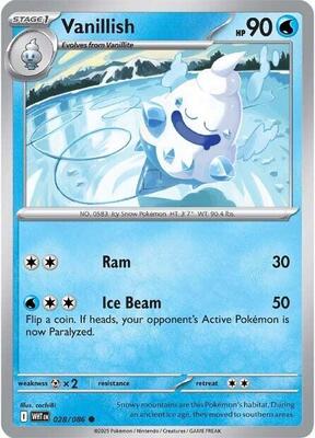 Preview image for the Vanillish single card for the collectable card game Pokemon.