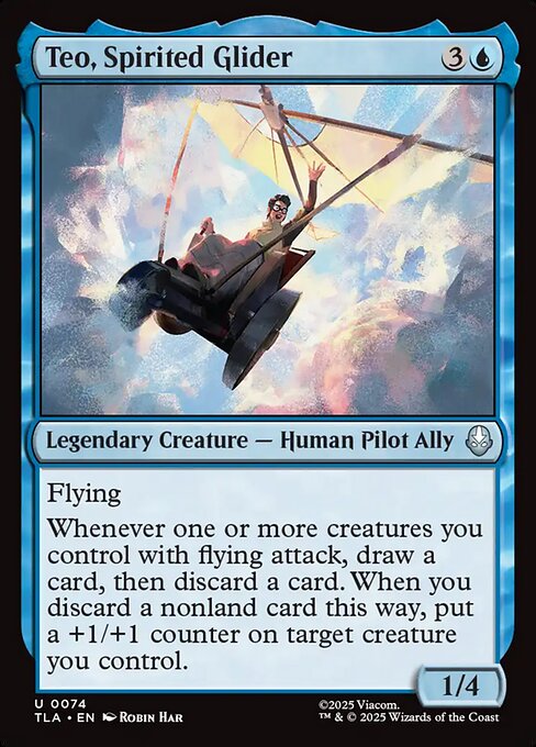 Preview image for the Teo, Spirited Glider single card for the collectable card game Magic: The Gathering.