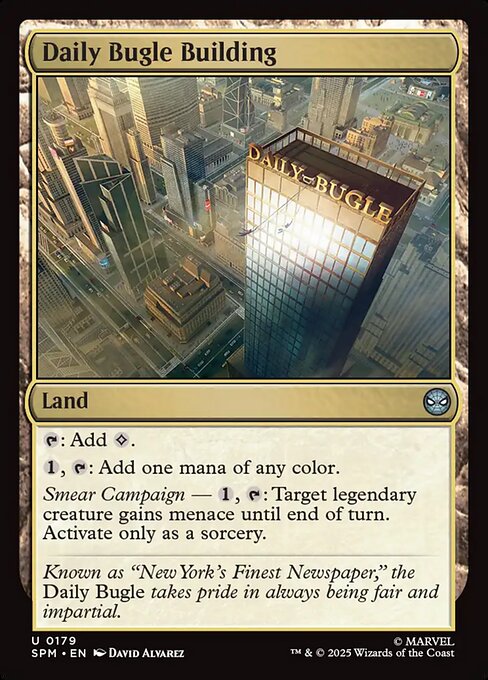 Preview image for the Daily Bugle Building single card for the collectable card game Magic: The Gathering.