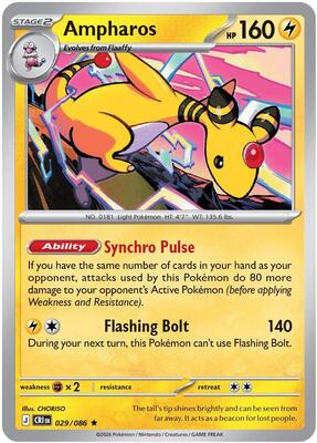 Preview image for the Ampharos - 029/086 single card for the collectable card game Pokemon.