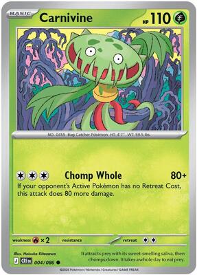 Preview image for the Carnivine single card for the collectable card game Pokemon.