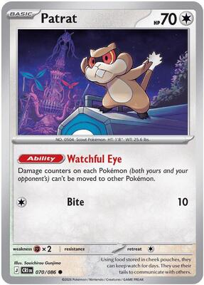 Preview image for the Patrat single card for the collectable card game Pokemon.