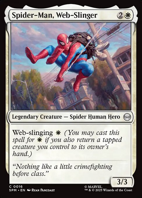 Preview image for the Spider-Man, Web-Slinger single card for the collectable card game Magic: The Gathering.