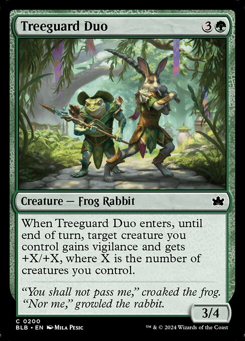Preview image for the Treeguard Duo single card for the collectable card game Magic: The Gathering.