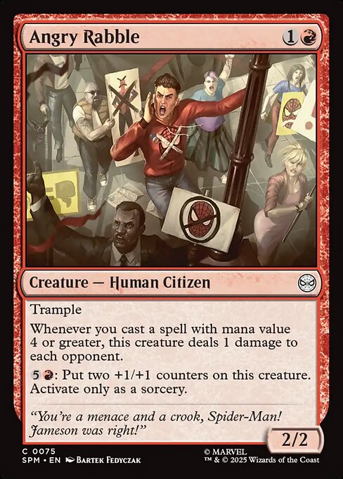 Preview image for the Angry Rabble single card for the collectable card game Magic: The Gathering.