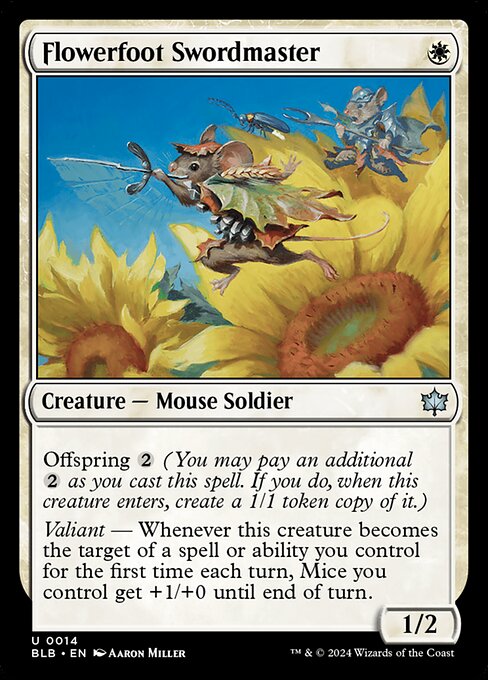 Preview image for the Flowerfoot Swordmaster single card for the collectable card game Magic: The Gathering.