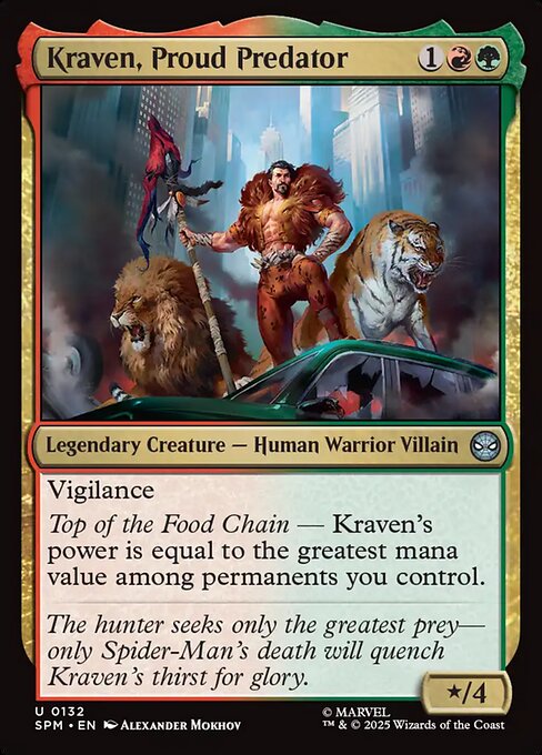 Preview image for the Kraven, Proud Predator single card for the collectable card game Magic: The Gathering.