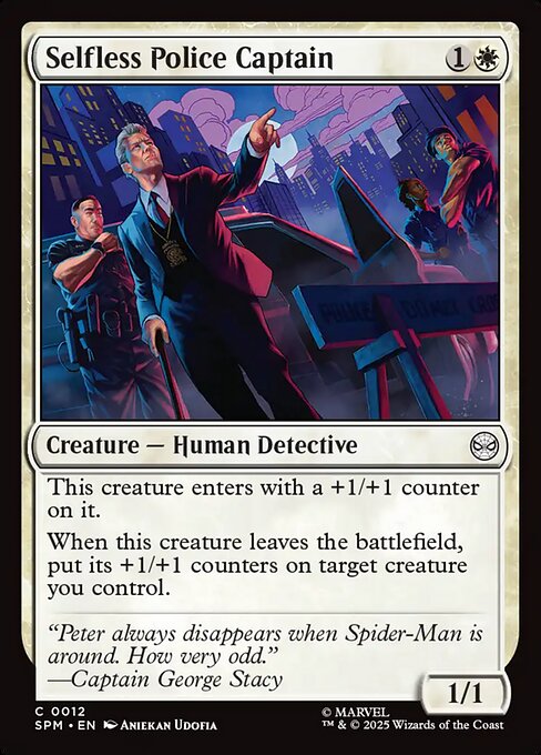 Preview image for the Selfless Police Captain single card for the collectable card game Magic: The Gathering.