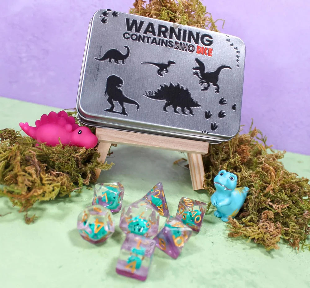 Warning Contains Dino Dice Dice Tin