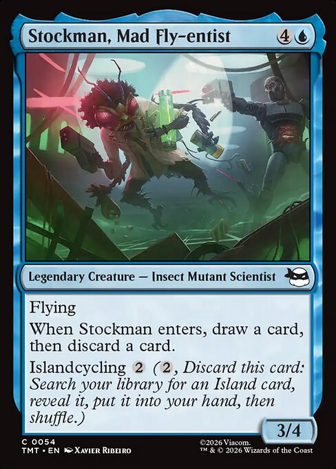 Preview image for the Stockman, Mad Fly-entist single card for the collectable card game Magic: The Gathering.