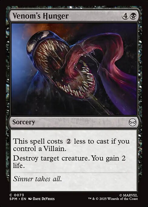 Preview image for the Venom's Hunger single card for the collectable card game Magic: The Gathering.