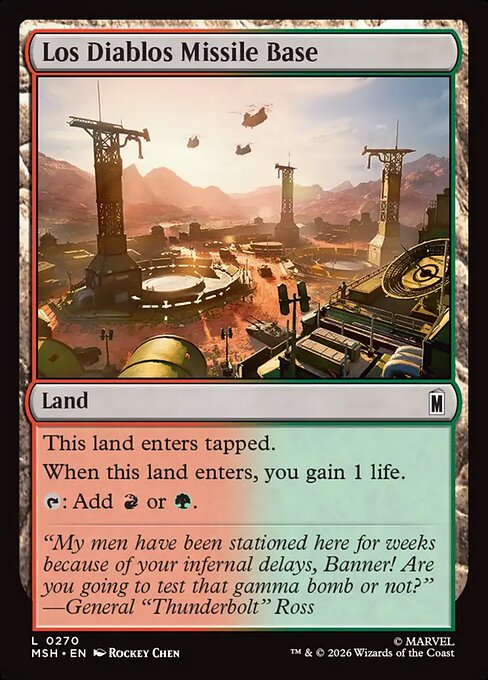 Preview image for the Los Diablos Missile Base single card for the collectable card game Magic: The Gathering.