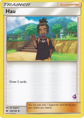 Preview image for the Hau - 120/149 (Mewtwo Stamped) single card  for the collectable card game Pokemon.