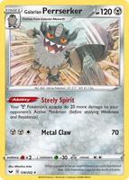Preview image for the Galarian Perrserker 128/202 (SWSH Base Set) single card  for the collectable card game Pokemon.