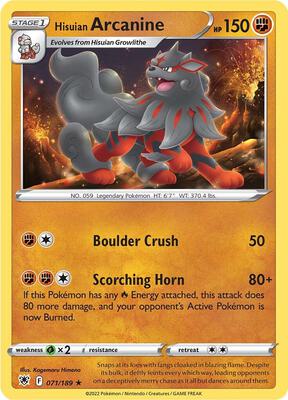 Preview image for the Hisuian Arcanine single card  for the collectable card game Pokemon.