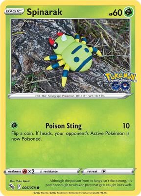Preview image for the Spinarak single card  for the collectable card game Pokemon.