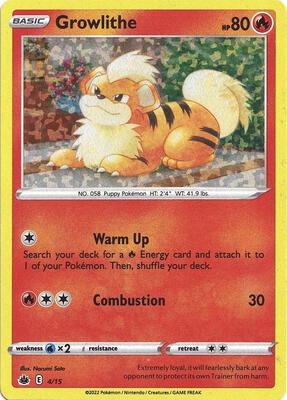 Preview image for the Growlithe - 4/15 single card  for the collectable card game Pokemon.