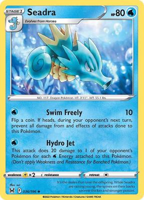 Preview image for the Seadra single card  for the collectable card game Pokemon.