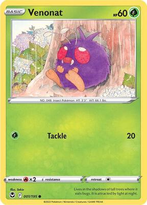 Preview image for the Venonat single card  for the collectable card game Pokemon.