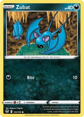 Preview image for the Zubat single card  for the collectable card game Pokemon.