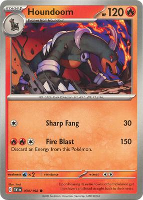Preview image for the Houndoom - 034/198 single card for the collectable card game Pokemon.