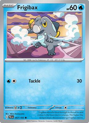 Preview image for the Frigibax - 057/193 single card  for the collectable card game Pokemon.