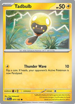 Preview image for the Tadbulb - 077/193 single card  for the collectable card game Pokemon.