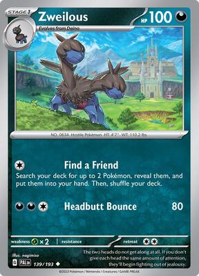 Preview image for the Zweilous single card  for the collectable card game Pokemon.