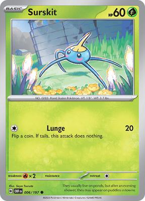 Preview image for the Surskit single card for the collectable card game Pokemon.