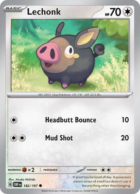 Preview image for the Lechonk - 182/197 single card for the collectable card game Pokemon.