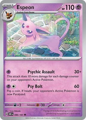 Preview image for the Espeon single card for the collectable card game Pokemon.