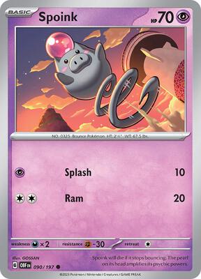 Preview image for the Spoink single card for the collectable card game Pokemon.