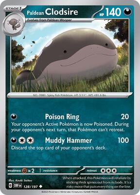 Preview image for the Paldean Clodsire - 128/197 single card for the collectable card game Pokemon.