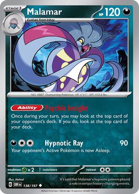 Preview image for the Malamar single card for the collectable card game Pokemon.
