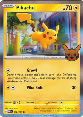 Preview image for the Pikachu single card  for the collectable card game Pokemon.