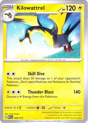 Preview image for the Kilowattrel single card  for the collectable card game Pokemon.