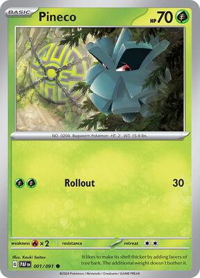 Preview image for the Pineco - 001/091 single card for the collectable card game Pokemon.