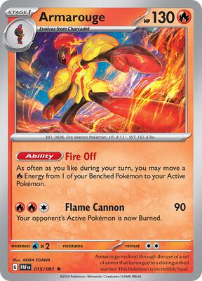 Preview image for the Armarouge - 015/091 single card  for the collectable card game Pokemon.